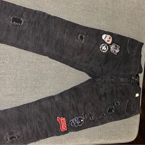 Reason Black Straight Jeans with Textured Denim